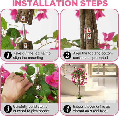 2 Pack Artificial Camellia Tree with White Pot, 38" Faux Potted Plants for Indoor Outdoor Decor, Tall Silk Greenery Plant for Home Offce Living Room Balcony, Pink