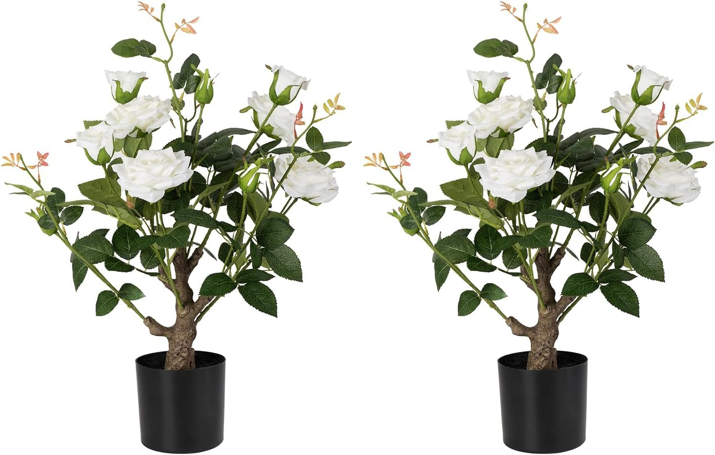 2 Pack Artificial Camellia Tree with White Pot, 38" Faux Potted Plants for Indoor Outdoor Decor, Tall Silk Greenery Plant for Home Offce Living Room Balcony, Pink