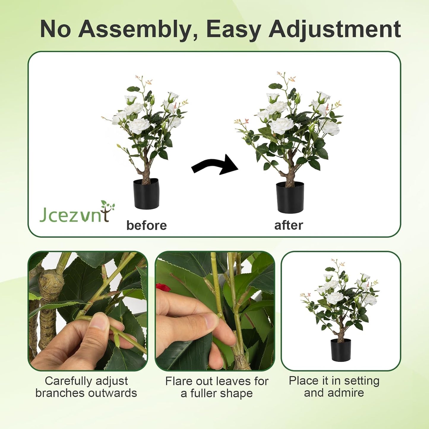2 Pack Artificial Camellia Tree with White Pot, 38" Faux Potted Plants for Indoor Outdoor Decor, Tall Silk Greenery Plant for Home Offce Living Room Balcony, Pink
