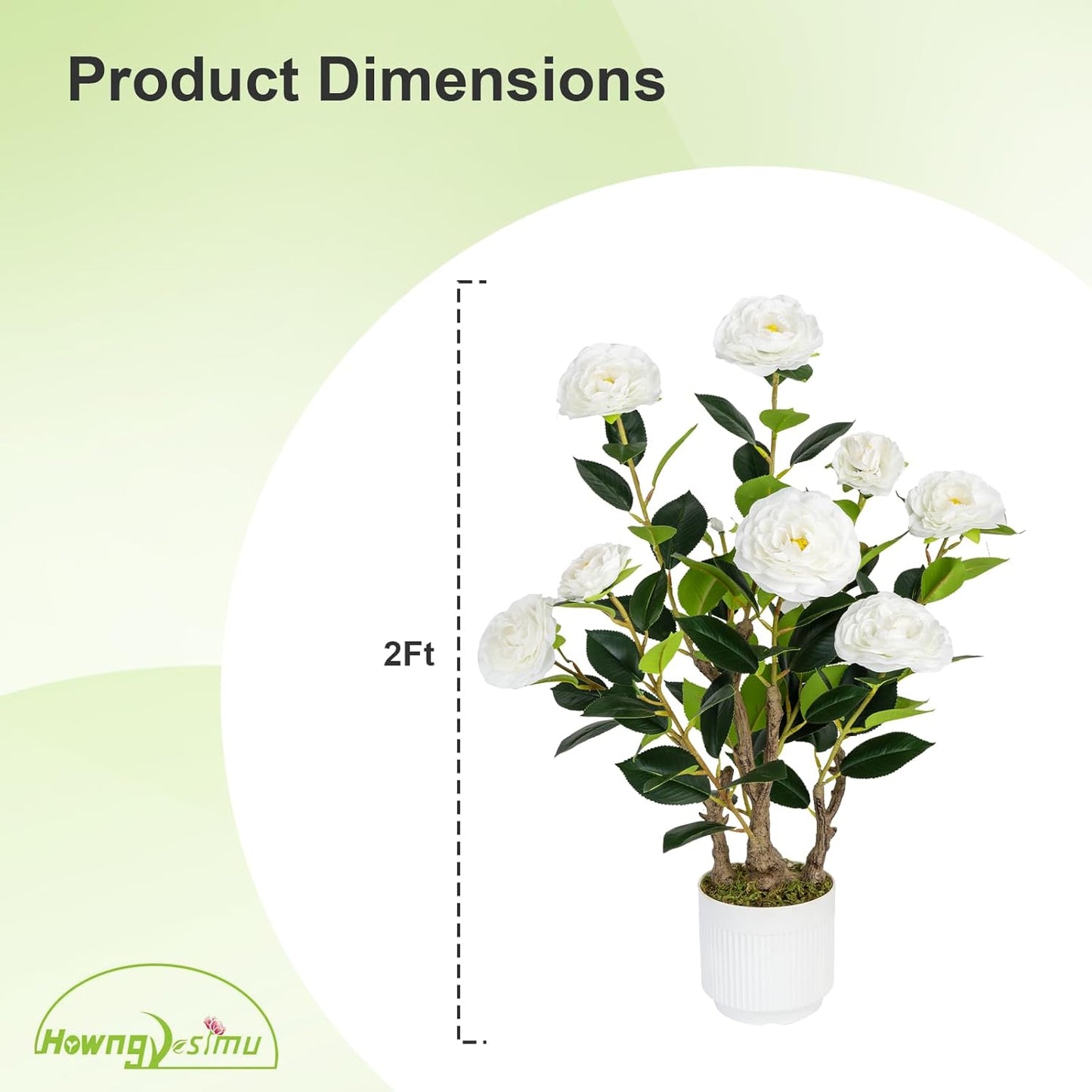 2 Pack Artificial Camellia Tree with White Pot, 38" Faux Potted Plants for Indoor Outdoor Decor, Tall Silk Greenery Plant for Home Offce Living Room Balcony, Pink