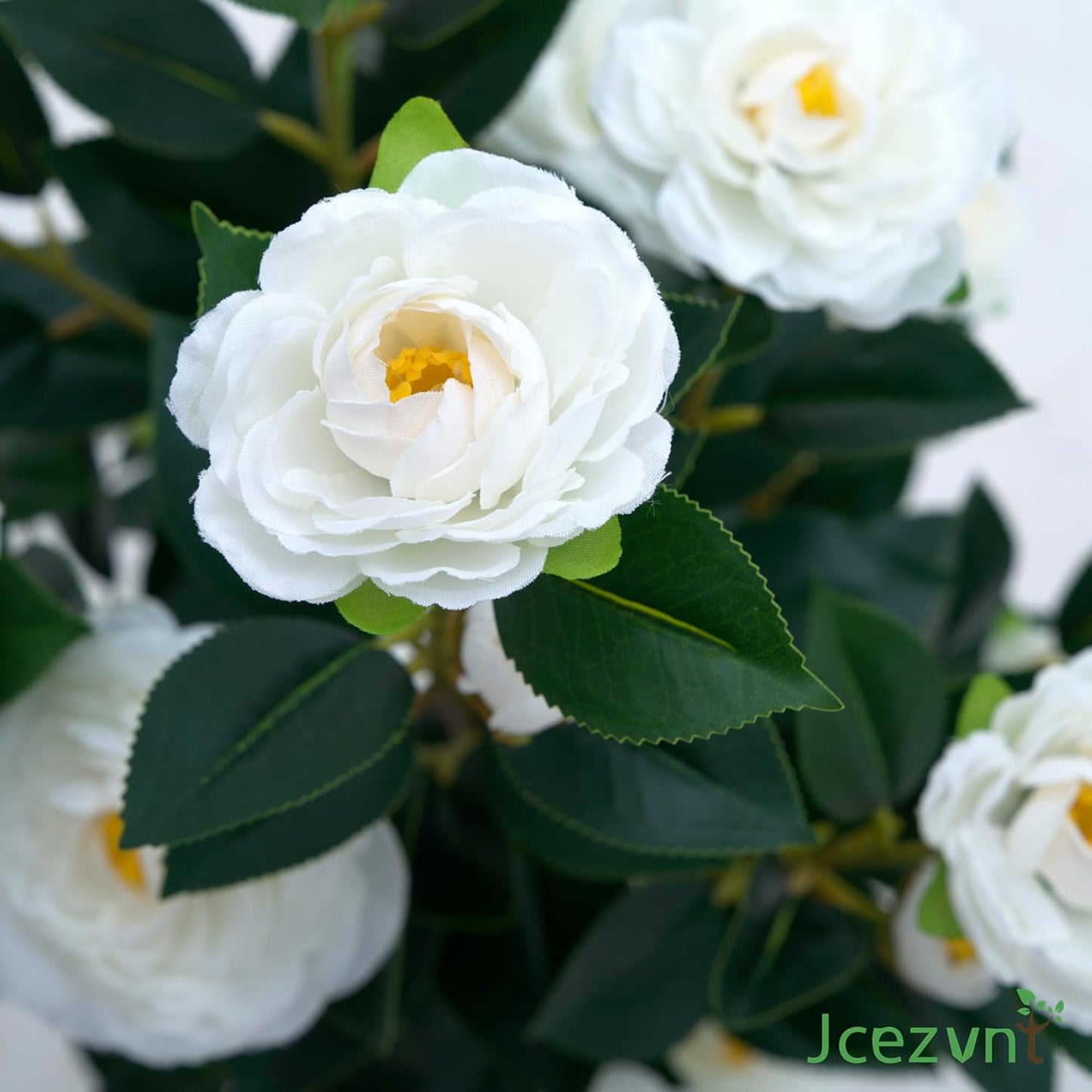 2 Pack Artificial Camellia Tree with White Pot, 38" Faux Potted Plants for Indoor Outdoor Decor, Tall Silk Greenery Plant for Home Offce Living Room Balcony, Pink