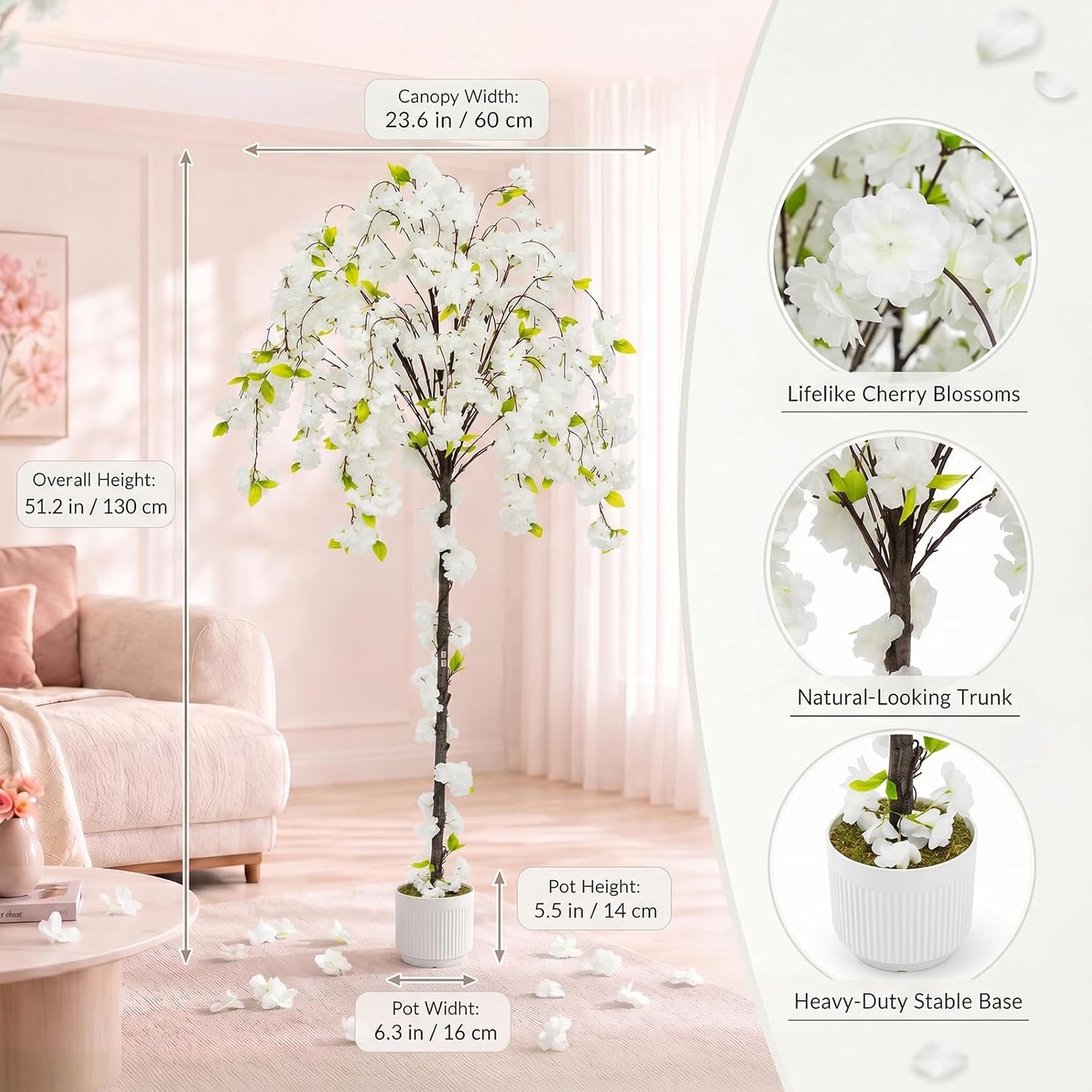 2 Pack Artificial Camellia Tree with White Pot, 38" Faux Potted Plants for Indoor Outdoor Decor, Tall Silk Greenery Plant for Home Offce Living Room Balcony, Pink