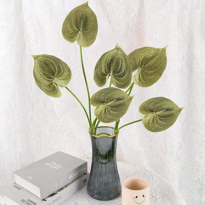 8PCS Burgundy Faux Anthurium Flowers 24.8’’ Real Touch Flowers Long Stem Artificial Anthurium for Vase Table Centerpiece Home Wedding Party Garden Spring Decoration(Burgundy)