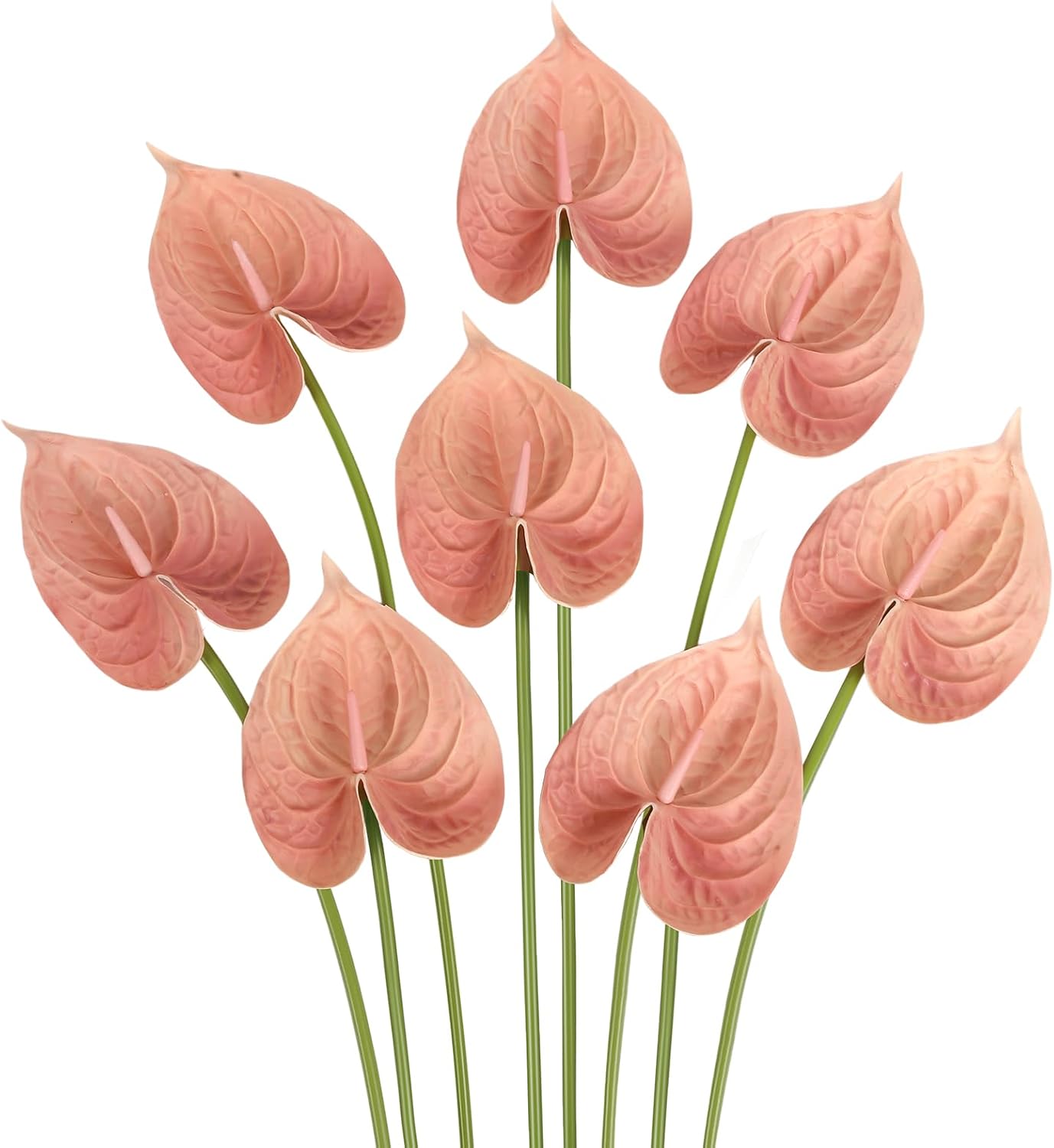 8PCS Burgundy Faux Anthurium Flowers 24.8’’ Real Touch Flowers Long Stem Artificial Anthurium for Vase Table Centerpiece Home Wedding Party Garden Spring Decoration(Burgundy)