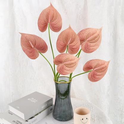 8PCS Burgundy Faux Anthurium Flowers 24.8’’ Real Touch Flowers Long Stem Artificial Anthurium for Vase Table Centerpiece Home Wedding Party Garden Spring Decoration(Burgundy)
