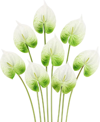 8PCS Burgundy Faux Anthurium Flowers 24.8’’ Real Touch Flowers Long Stem Artificial Anthurium for Vase Table Centerpiece Home Wedding Party Garden Spring Decoration(Burgundy)