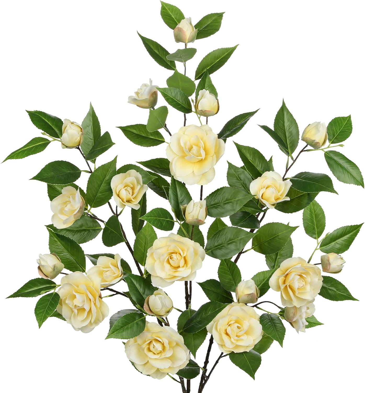 35.4" Red Artificial Flowers Stems Real Touch Fake Camellia Fade Resistant, 3Pcs Realistic Faux Camellia Silk Flowers for Floral Arrangements, Table Centerpieces, Wedding, Living Room, Entryway Decor