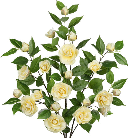 35.4" Red Artificial Flowers Stems Real Touch Fake Camellia Fade Resistant, 3Pcs Realistic Faux Camellia Silk Flowers for Floral Arrangements, Table Centerpieces, Wedding, Living Room, Entryway Decor