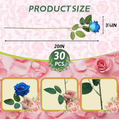 Artificial Red Roses Bulk Realistic Silk Fake Flowers with Long Stems