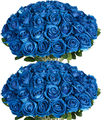 Artificial Red Roses Bulk Realistic Silk Fake Flowers with Long Stems