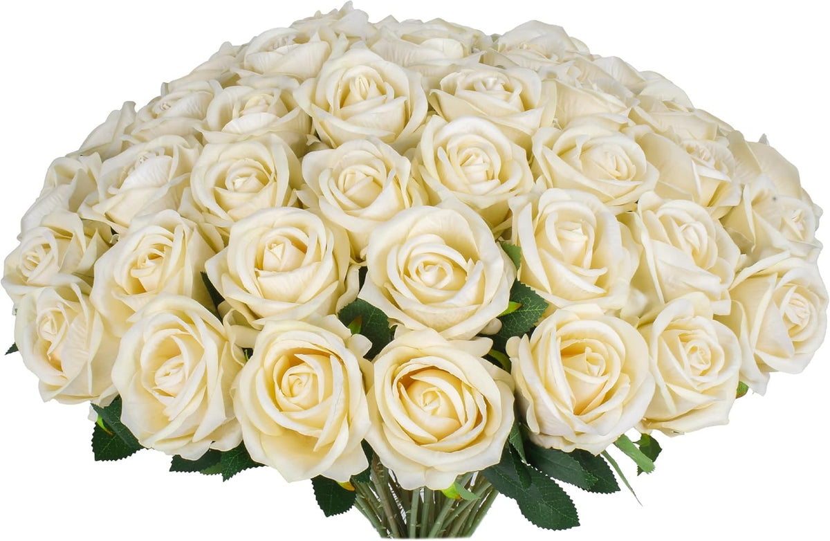 Artificial Red Roses Bulk Realistic Silk Fake Flowers with Long Stems
