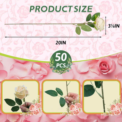 Artificial Red Roses Bulk Realistic Silk Fake Flowers with Long Stems