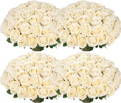 Artificial Red Roses Bulk Realistic Silk Fake Flowers with Long Stems