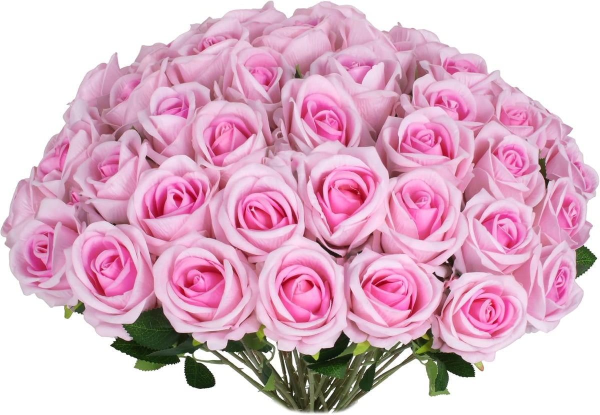 Artificial Red Roses Bulk Realistic Silk Fake Flowers with Long Stems