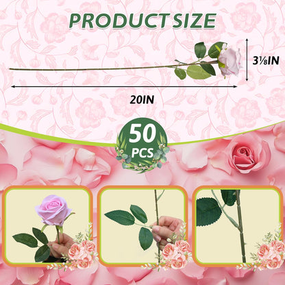 Artificial Red Roses Bulk Realistic Silk Fake Flowers with Long Stems