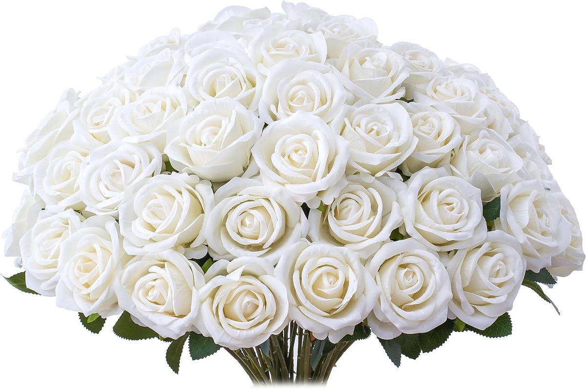 Artificial Red Roses Bulk Realistic Silk Fake Flowers with Long Stems