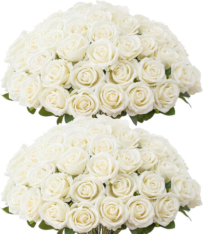 Artificial Red Roses Bulk Realistic Silk Fake Flowers with Long Stems