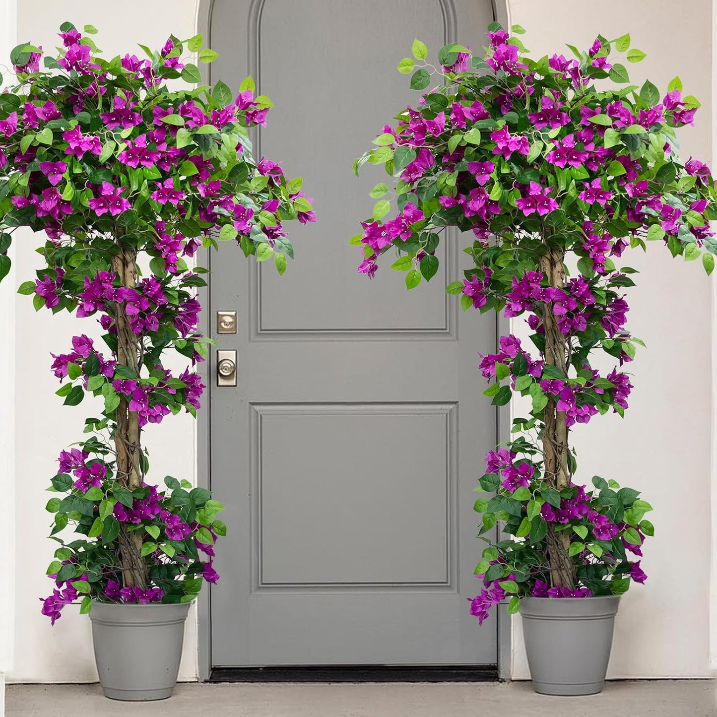 5FT Tall Bougainvillea Artificial Tree for Indoor & Outdoor | Realistic Faux Bougainvillea Tree with Wood Trunk and Flowers in Plastic Pot for Front Porch,Home,Office,Living Room,Purple