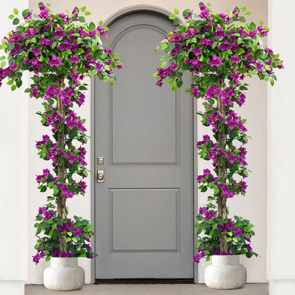 5FT Tall Bougainvillea Artificial Tree for Indoor & Outdoor | Realistic Faux Bougainvillea Tree with Wood Trunk and Flowers in Plastic Pot for Front Porch,Home,Office,Living Room,Purple