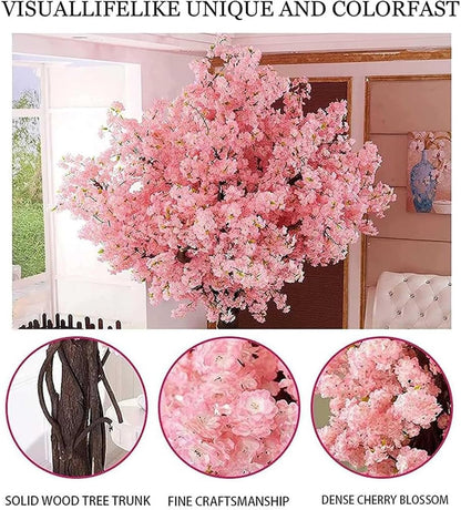 Artificial Trees for Indoor Decor, Pink Wishing Tree Christmas Tree Artificial Faux Peach Blossom Tree with Wood Trunk Artificial Plants for Home Office Indoor Decor (3.9x3.2Ft)