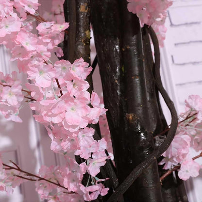 Artificial Trees for Indoor Decor, Pink Wishing Tree Christmas Tree Artificial Faux Peach Blossom Tree with Wood Trunk Artificial Plants for Home Office Indoor Decor (3.9x3.2Ft)