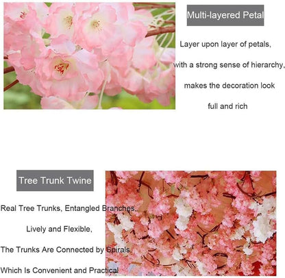 Artificial Trees for Indoor Decor, Pink Wishing Tree Christmas Tree Artificial Faux Peach Blossom Tree with Wood Trunk Artificial Plants for Home Office Indoor Decor (3.9x3.2Ft)
