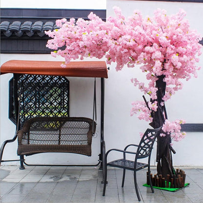 Artificial Trees for Indoor Decor, Pink Wishing Tree Christmas Tree Artificial Faux Peach Blossom Tree with Wood Trunk Artificial Plants for Home Office Indoor Decor (3.9x3.2Ft)