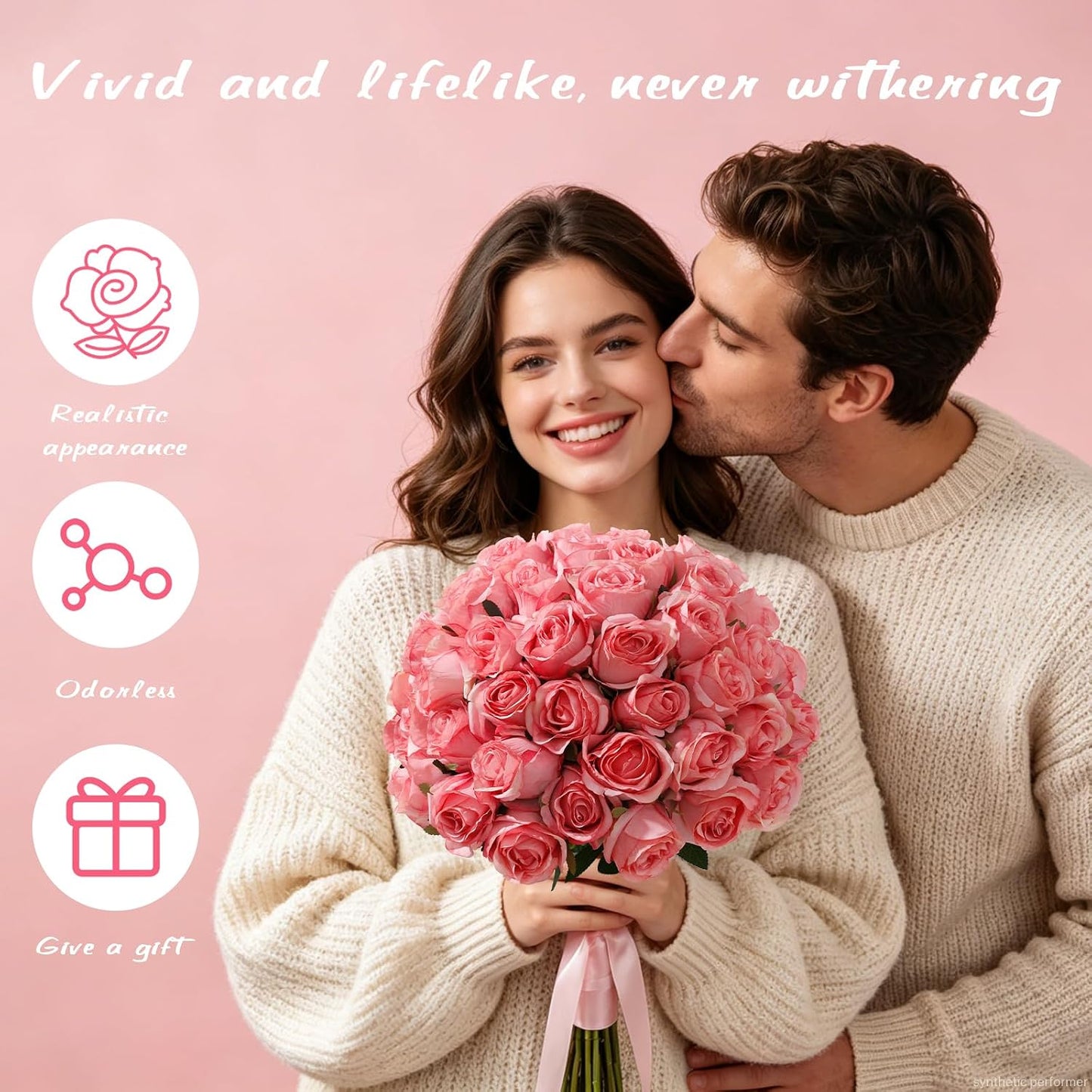 12Pcs Realistic Fake Dark Pink Roses Faux Flowers with Long Stems, Artificial Silk Rose Flowers for Valentines Day Home Wedding Decor Bridal Bouquet
