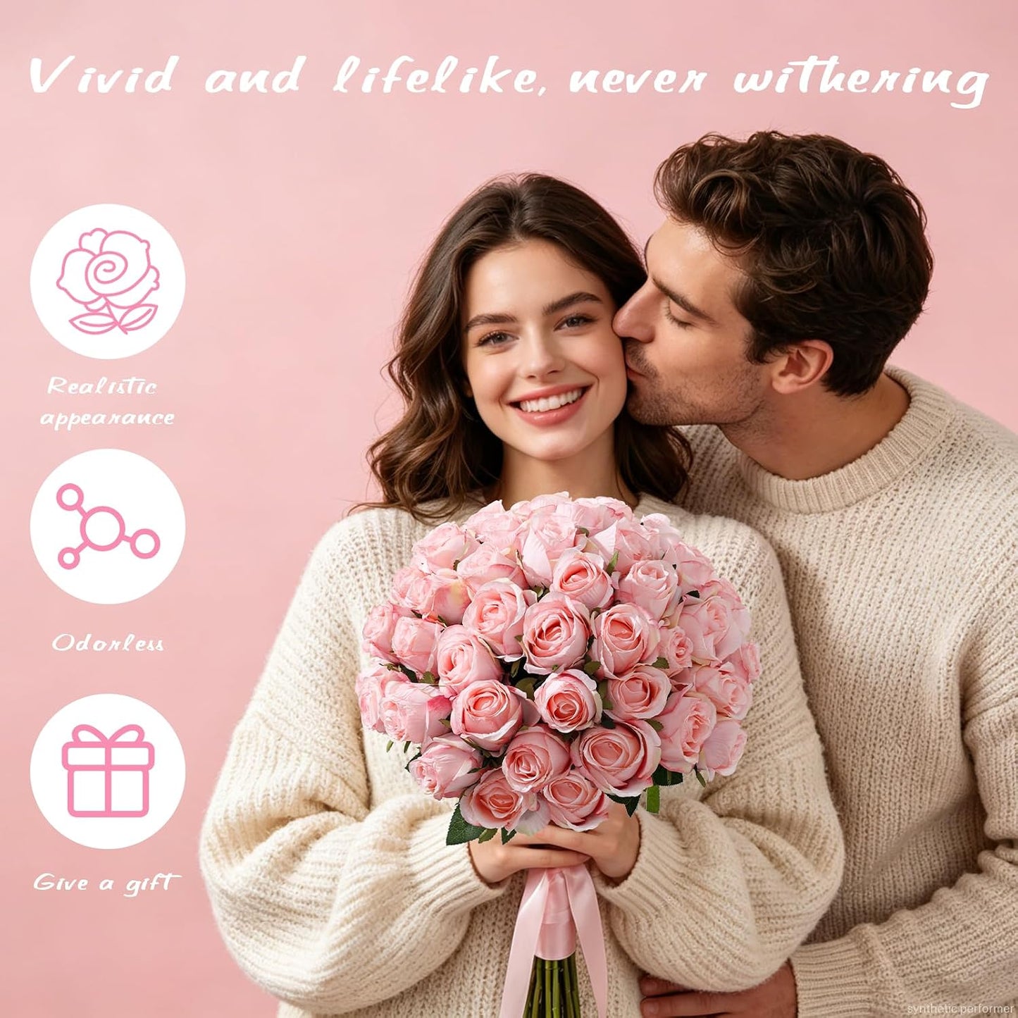 12Pcs Realistic Fake Dark Pink Roses Faux Flowers with Long Stems, Artificial Silk Rose Flowers for Valentines Day Home Wedding Decor Bridal Bouquet