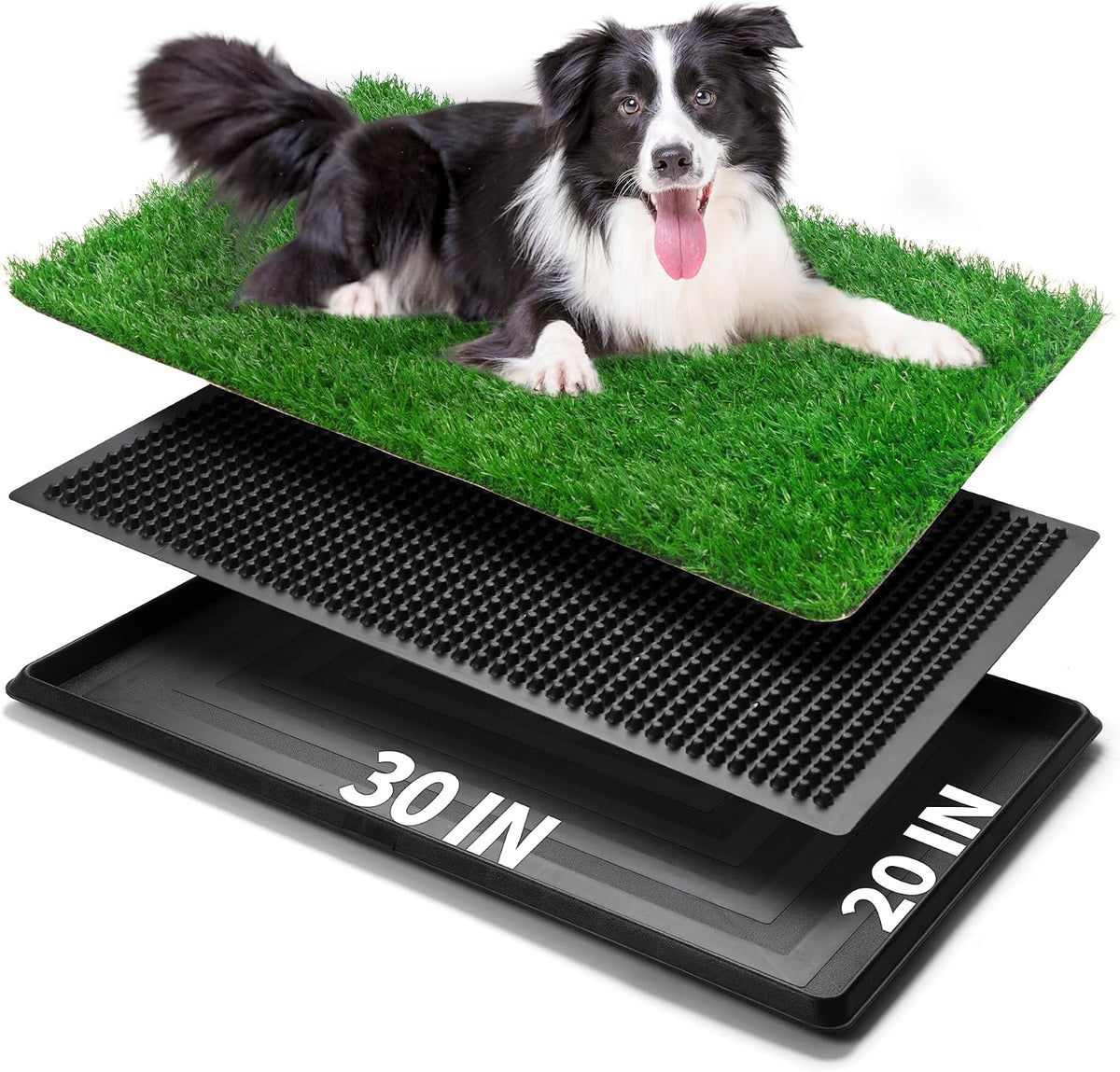 Dog Grass Pad with Tray, 25" x 20" Dog Grass Potty Tray, Indoor Dog Potty