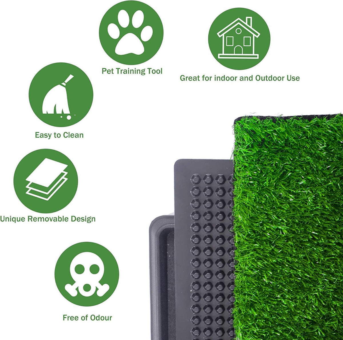 Dog Grass Pad with Tray, 25" x 20" Dog Grass Potty Tray, Indoor Dog Potty