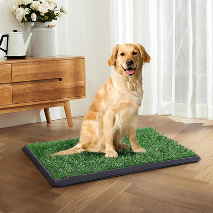 Dog Grass Pad with Tray, 25" x 20" Dog Grass Potty Tray, Indoor Dog Potty
