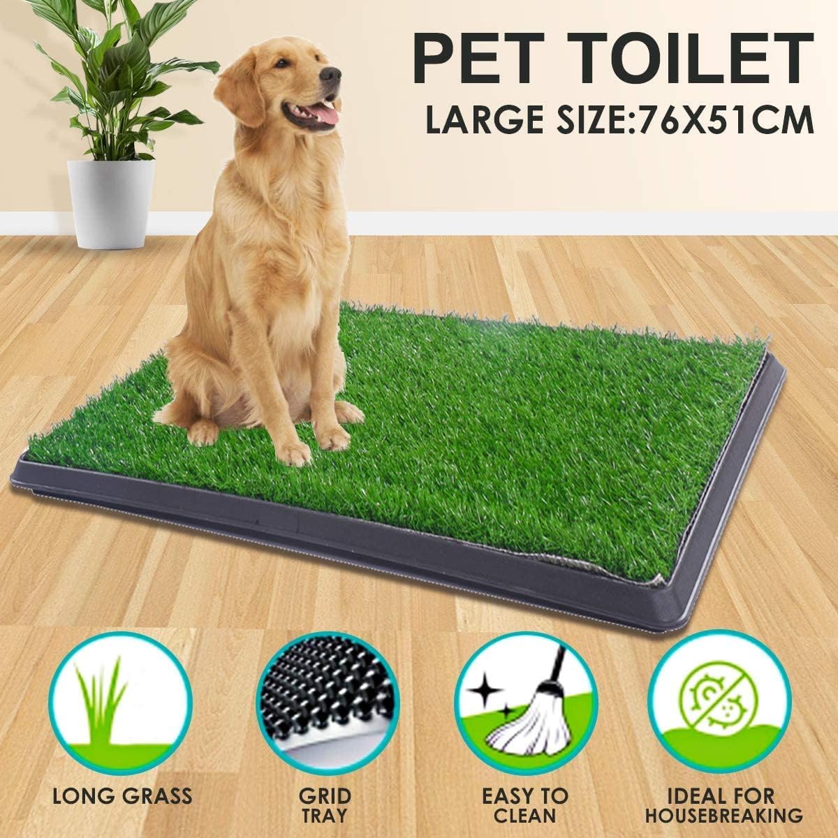 Dog Grass Pad with Tray, 25" x 20" Dog Grass Potty Tray, Indoor Dog Potty