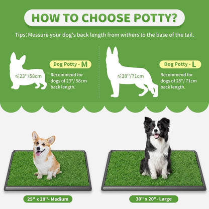 Dog Grass Pad with Tray, 25" x 20" Dog Grass Potty Tray, Indoor Dog Potty