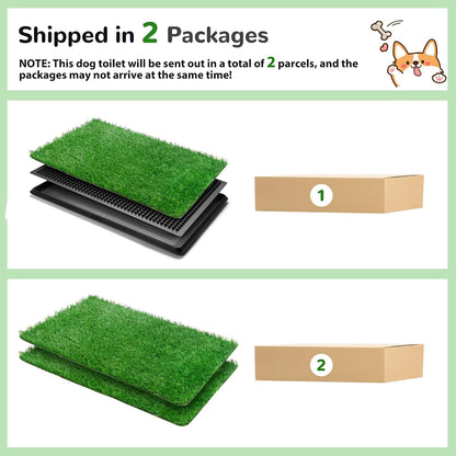 Dog Grass Pad with Tray, 25" x 20" Dog Grass Potty Tray, Indoor Dog Potty