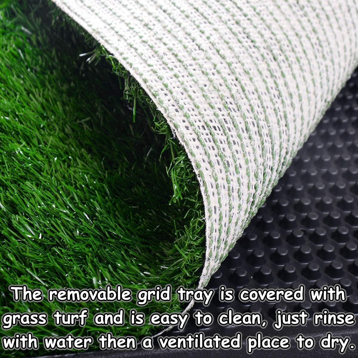 Dog Grass Pad with Tray, 25" x 20" Dog Grass Potty Tray, Indoor Dog Potty