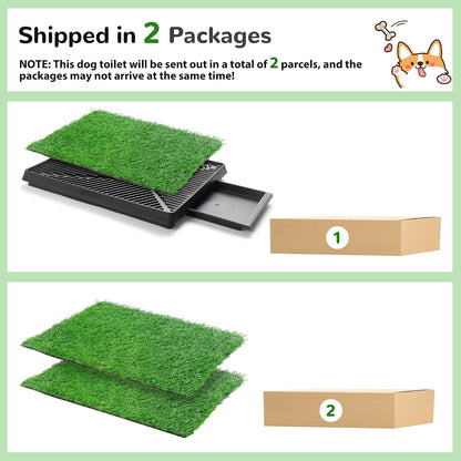 Dog Grass Pad with Tray, 25" x 20" Dog Grass Potty Tray, Indoor Dog Potty