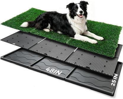 Dog Grass Pad with Tray, 25" x 20" Dog Grass Potty Tray, Indoor Dog Potty