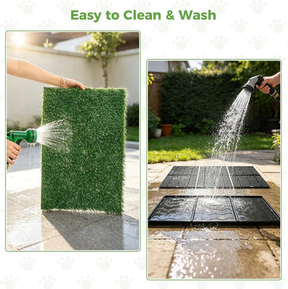 Dog Grass Pad with Tray, 25" x 20" Dog Grass Potty Tray, Indoor Dog Potty