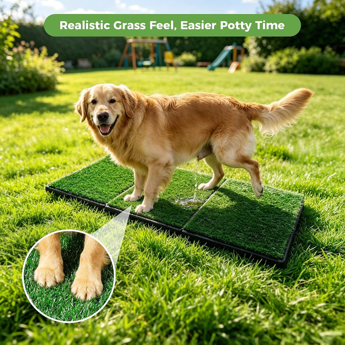 Dog Grass Pad with Tray, 25" x 20" Dog Grass Potty Tray, Indoor Dog Potty