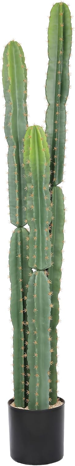 UV Resistant 5ft Large Artificial Cactus with Black Pot, 60in Realistic Faux Plants Indoor, Lifelike Fake Cactus Plant for Indoor and Outdoor Home Office Store Porch Patio Garden Decor