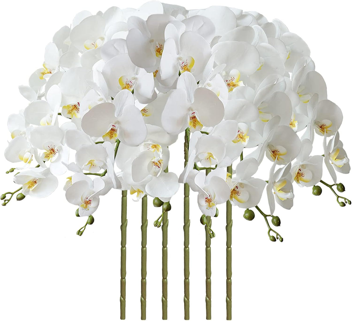 32" Artificial Phalaenopsis Flowers 6 Pcs Artificial Orchid Flowers Stem Plants for Home Décor (6Pcs)
