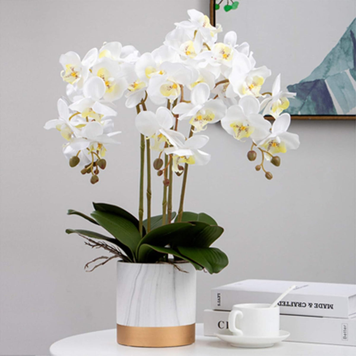 32" Artificial Phalaenopsis Flowers 6 Pcs Artificial Orchid Flowers Stem Plants for Home Décor (6Pcs)