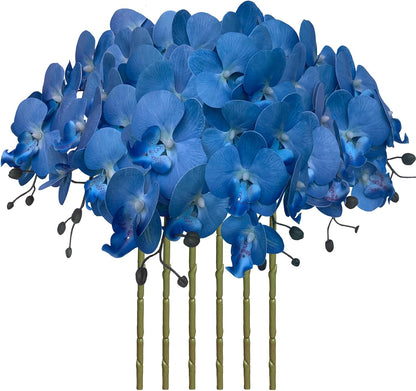 32" Artificial Phalaenopsis Flowers 6 Pcs Artificial Orchid Flowers Stem Plants for Home Décor (6Pcs)