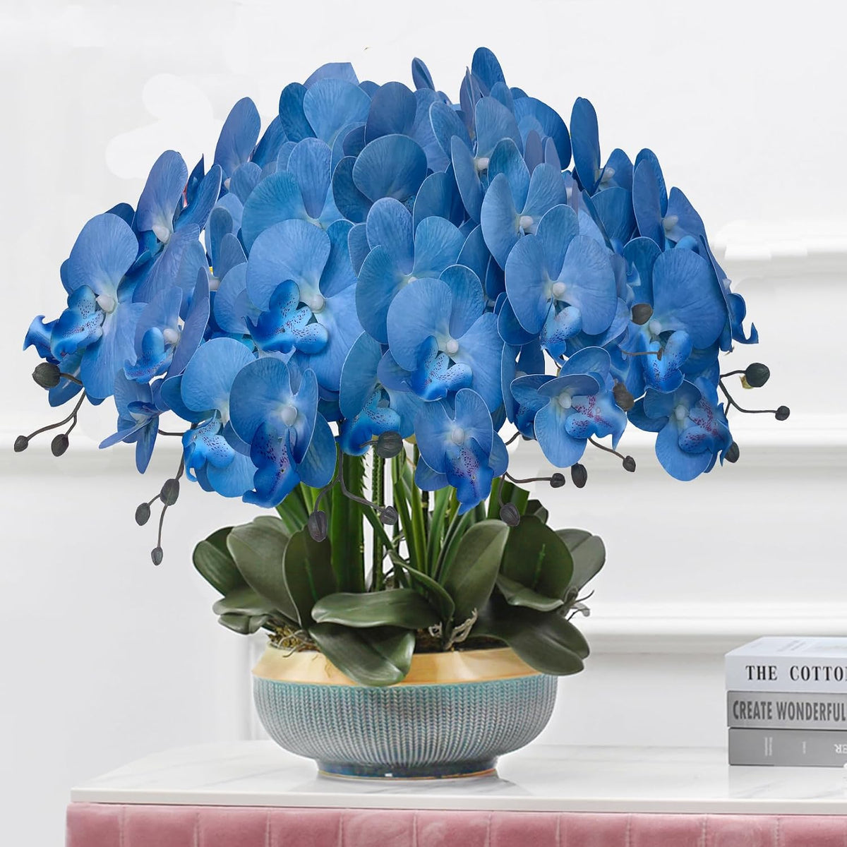 32" Artificial Phalaenopsis Flowers 6 Pcs Artificial Orchid Flowers Stem Plants for Home Décor (6Pcs)