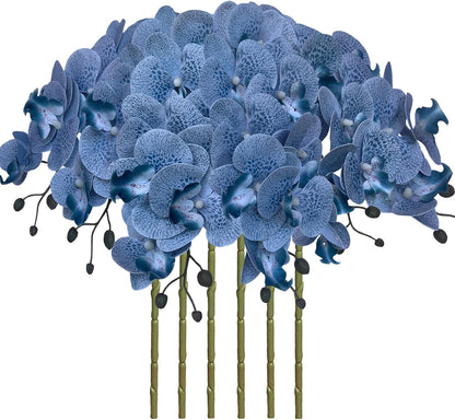 32" Artificial Phalaenopsis Flowers 6 Pcs Artificial Orchid Flowers Stem Plants for Home Décor (6Pcs)