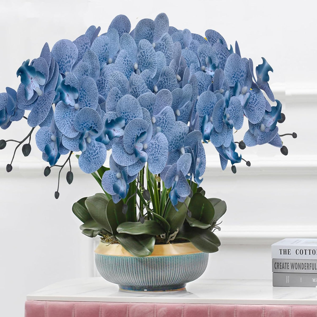 32" Artificial Phalaenopsis Flowers 6 Pcs Artificial Orchid Flowers Stem Plants for Home Décor (6Pcs)
