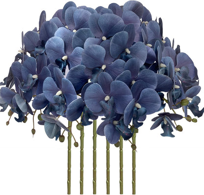 32" Artificial Phalaenopsis Flowers 6 Pcs Artificial Orchid Flowers Stem Plants for Home Décor (6Pcs)