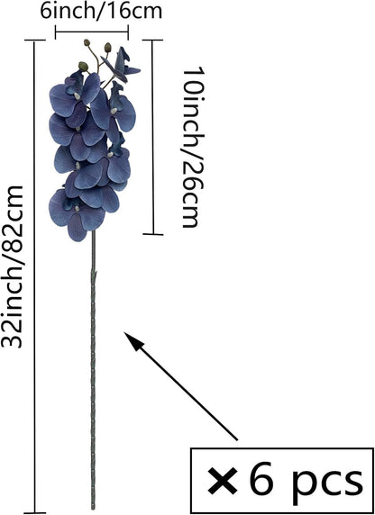 32" Artificial Phalaenopsis Flowers 6 Pcs Artificial Orchid Flowers Stem Plants for Home Décor (6Pcs)