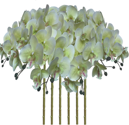 32" Artificial Phalaenopsis Flowers 6 Pcs Artificial Orchid Flowers Stem Plants for Home Décor (6Pcs)